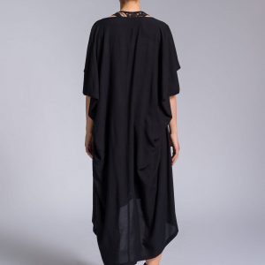 Versatile Draped Dress Elevate Your Style with Mixed Fabric Elegance (A92284)