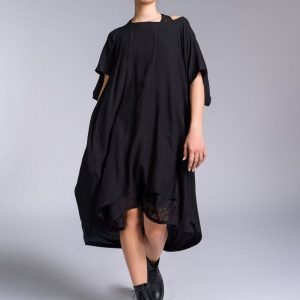 Versatile Draped Dress Elevate Your Style with Mixed Fabric Elegance (A92284)