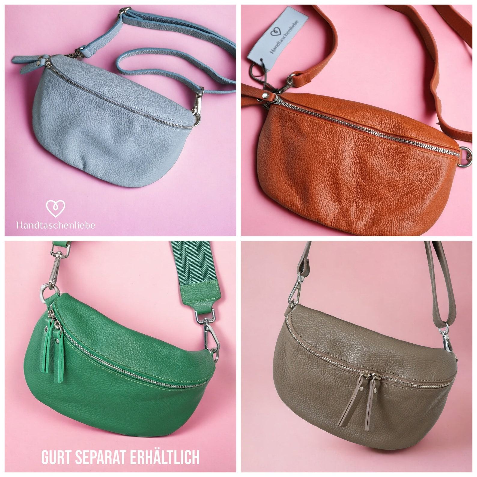 Versatile Leather Crossbody Bag Double Zipper, Adjustable Strap, and Belt Loop