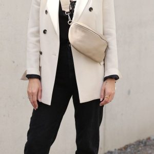 Versatile Leather Crossbody Bag Double Zipper, Adjustable Strap, and Belt Loop