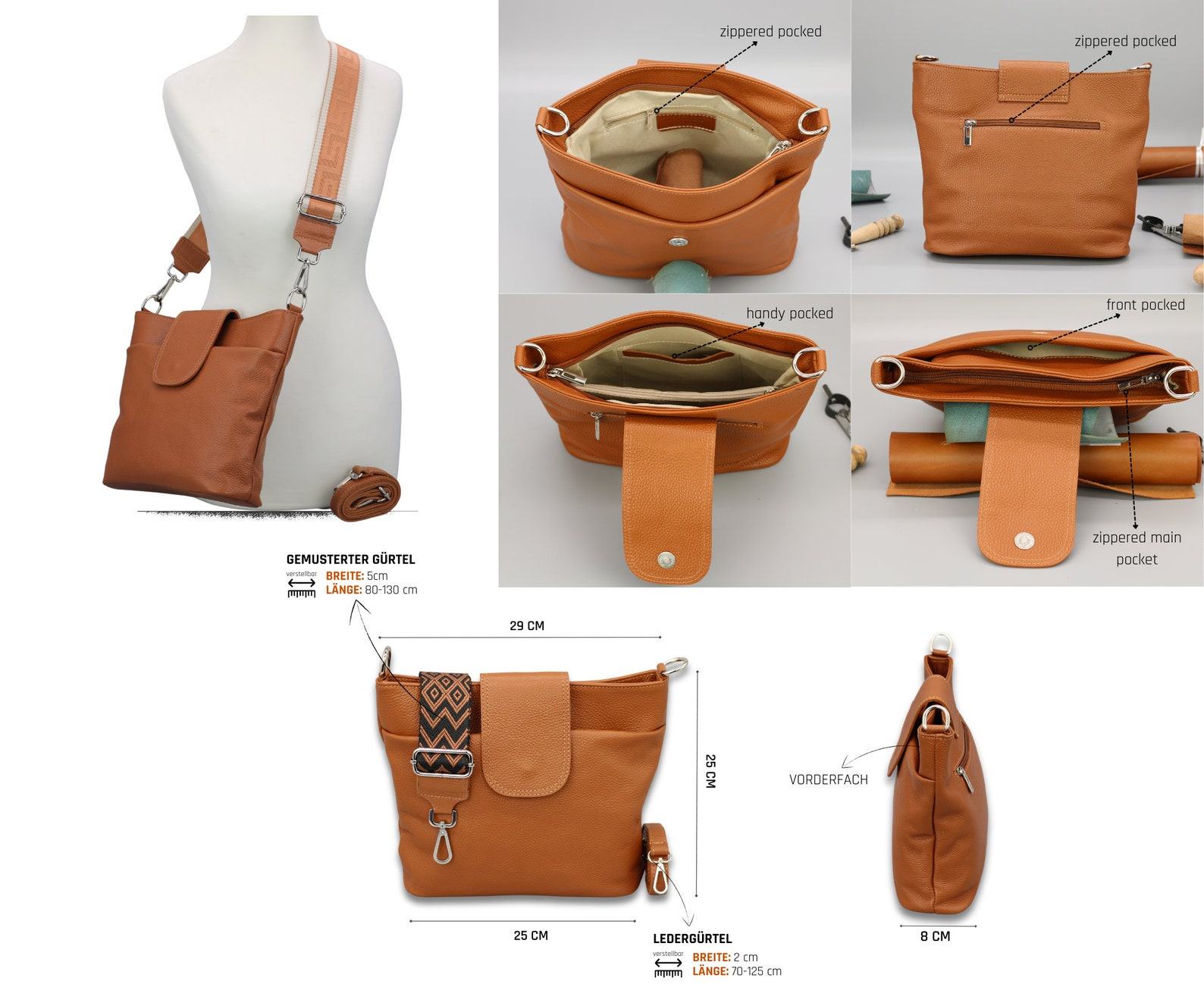 Versatile Leather Crossbody Bag Elevate Your Style with Interchangeable Straps - Image 2
