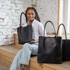 Versatile Leather Tote Your Everyday Companion in Brown and Mustard