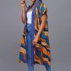Vibrant Ankara Kimono Embrace African Elegance in Orange and Blue