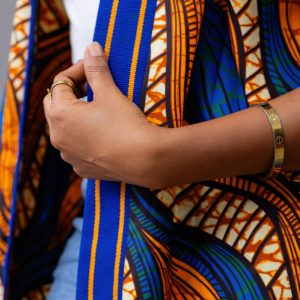 Vibrant Ankara Kimono Embrace African Elegance in Orange and Blue