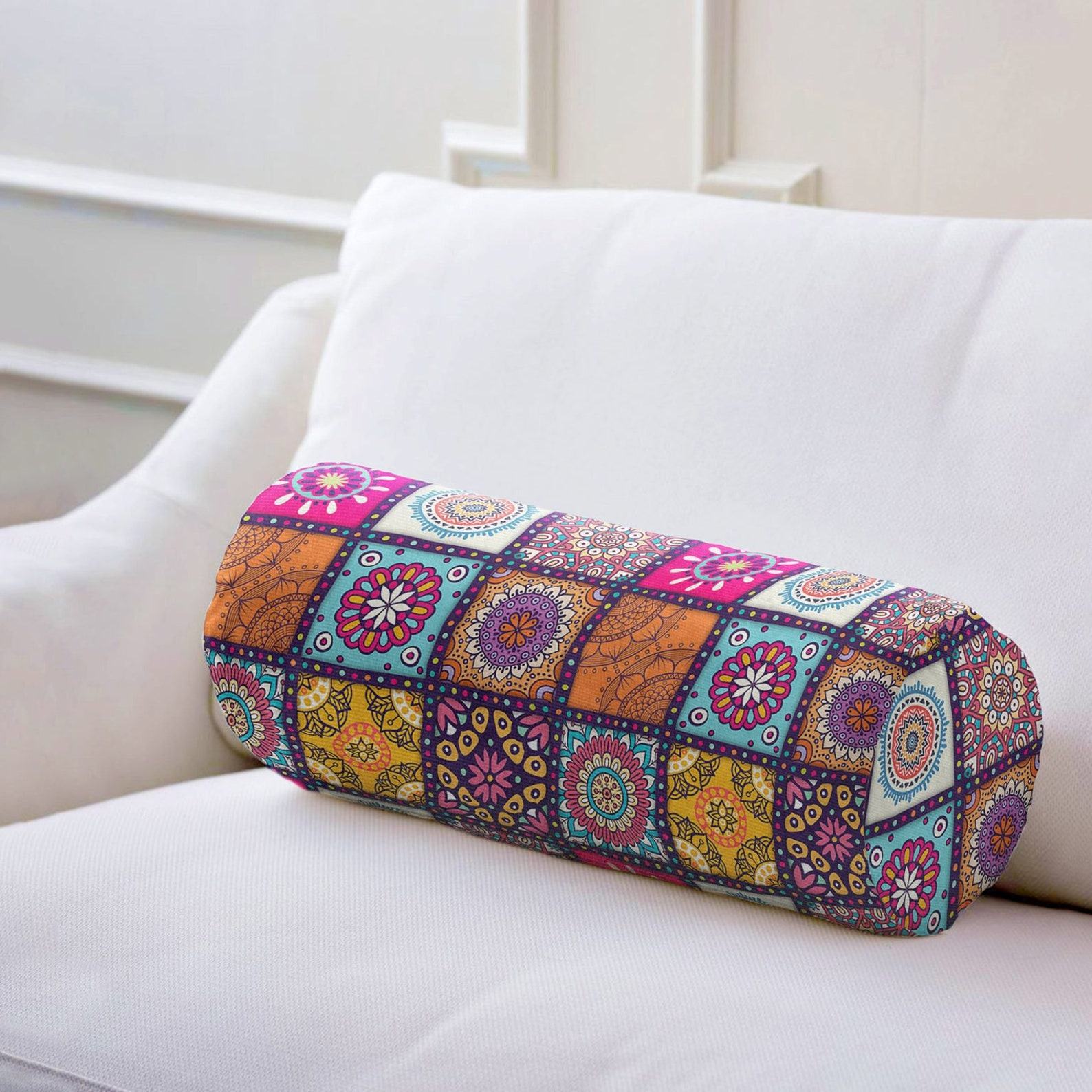 Vibrant Ethnic Bolster Mandala Magic for Comfort and Style