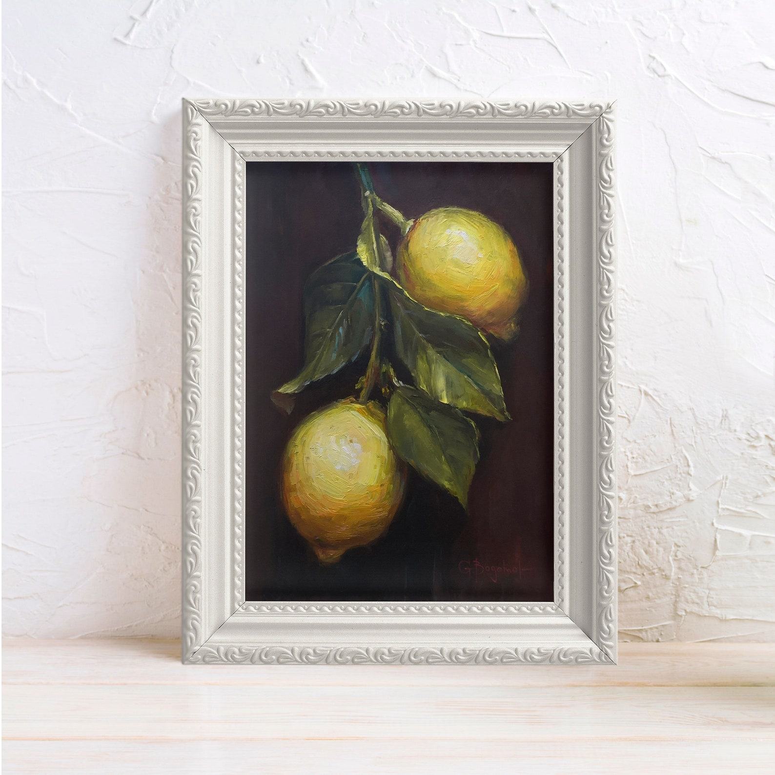 Vibrant Lemon Still Life Unframed Fine Art Print for Kitchen Decor and Citrus Home Accents