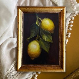 Vibrant Lemon Still Life Unframed Fine Art Print for Kitchen Decor and Citrus Home Accents