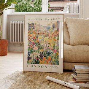 Vibrant London Flower Market Print Modern Botanical Wall Art for a Touch of Nature