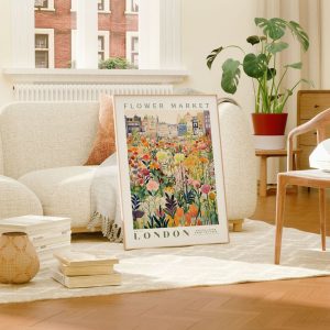 Vibrant London Flower Market Print Modern Botanical Wall Art for a Touch of Nature
