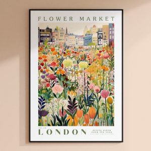 Vibrant London Flower Market Print Modern Botanical Wall Art for a Touch of Nature