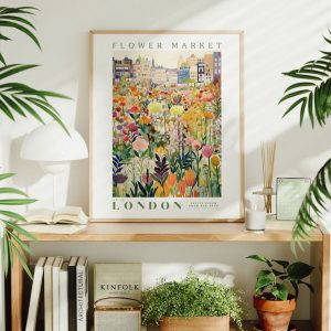 Vibrant London Flower Market Print Modern Botanical Wall Art for a Touch of Nature