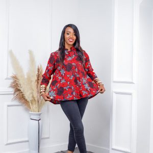 Vibrant Red African Print Top Embrace Bold Style and Cultural Heritage