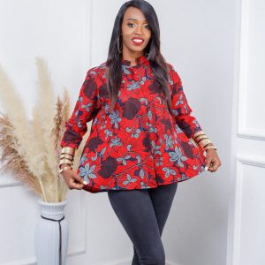 Vibrant Red African Print Top Embrace Bold Style and Cultural Heritage