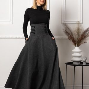 Victorian Wool Maxi Skirt Dark Academia, Steampunk, Edwardian, Plus Size