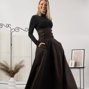 Victorian Wool Maxi Skirt Dark Academia, Steampunk, Edwardian, Plus Size