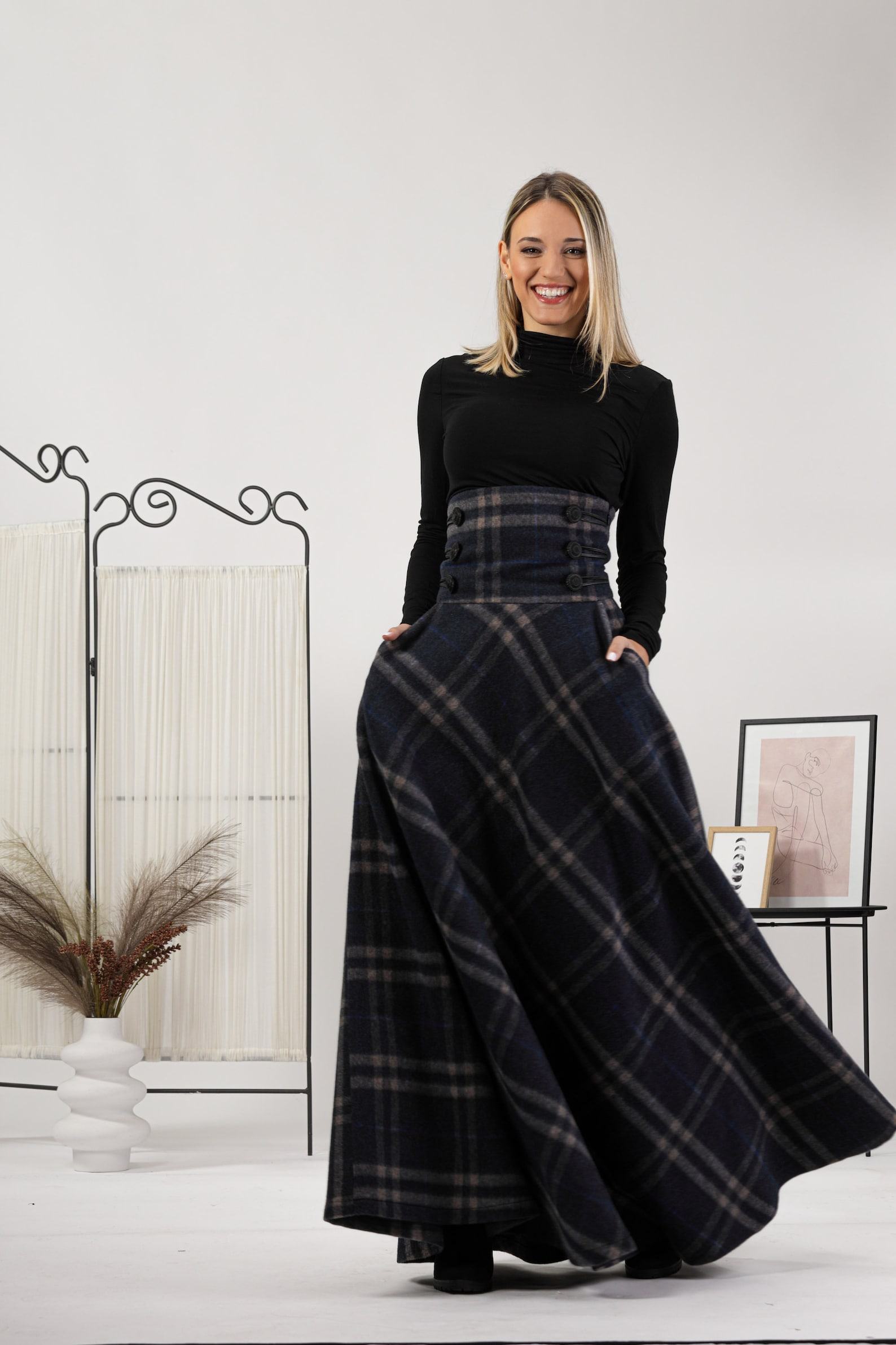 Victorian Wool Maxi Skirt Dark Academia, Steampunk, Edwardian, Plus Size - Image 6