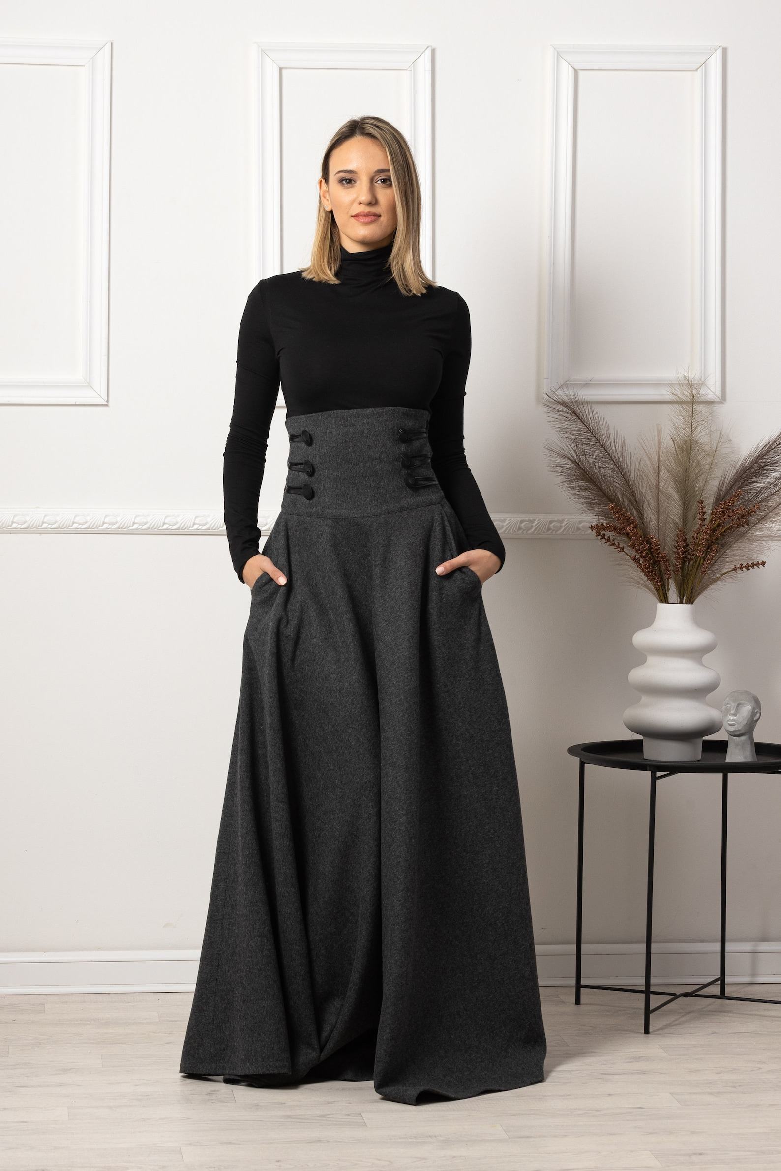 Victorian Wool Maxi Skirt Dark Academia, Steampunk, Edwardian, Plus Size - Image 2