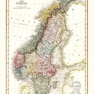 Vintage 1832 Sweden and Norway Map Art – Framed or Canvas