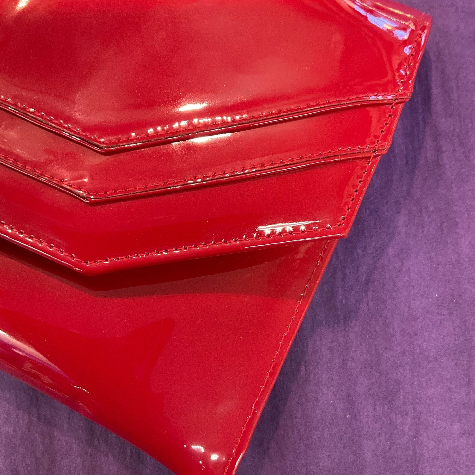 Vintage 1980s “Lola Rosso” Italian Red Patent Leather Clutch Bag by Sabrina Chic