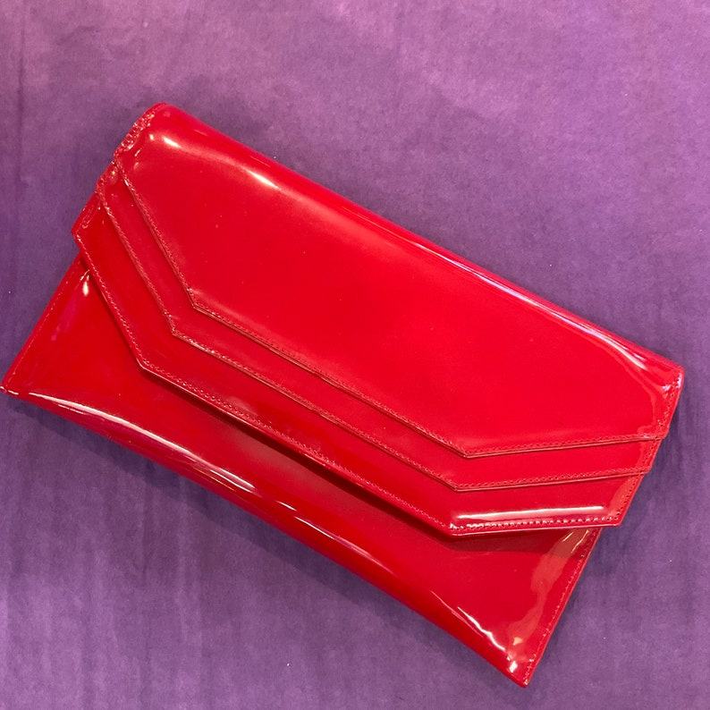 Vintage 1980s “Lola Rosso” Italian Red Patent Leather Clutch Bag by Sabrina Chic