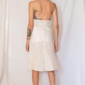 Vintage 1980s Ivory Satin Cowl Neck Halter Top with Open Back