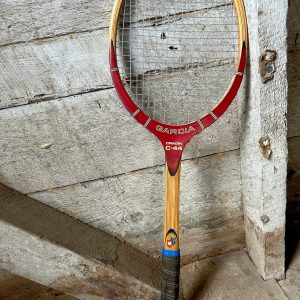 Vintage 70s Garcia Cragin C-44 Wood Tennis Racquet with Vinyl Zip Cover