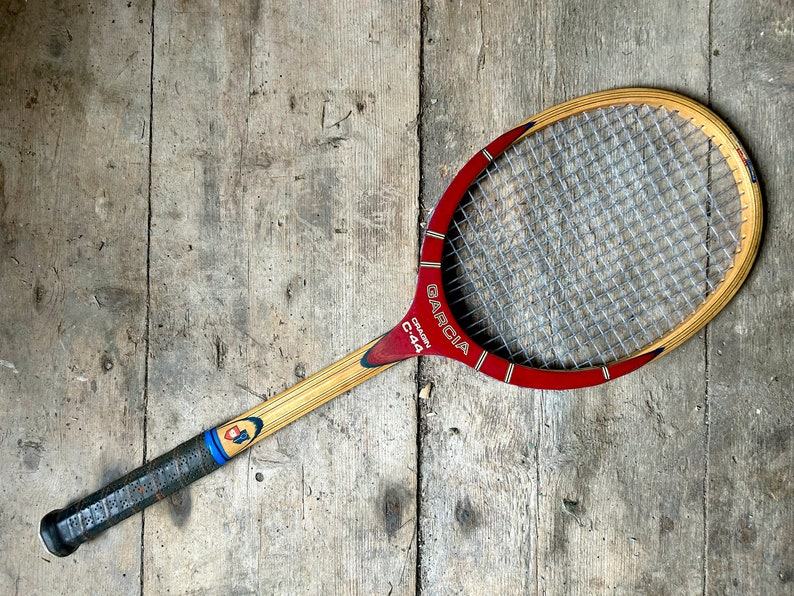 Vintage 70s Garcia Cragin C-44 Wood Tennis Racquet with Vinyl Zip Cover