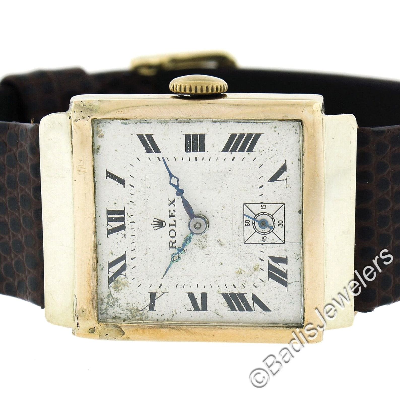 Vintage Art Deco Rolex 9k Rose Gold Square 15j Mechanical Hand Wound Wristwatch A Timeless Treasure
