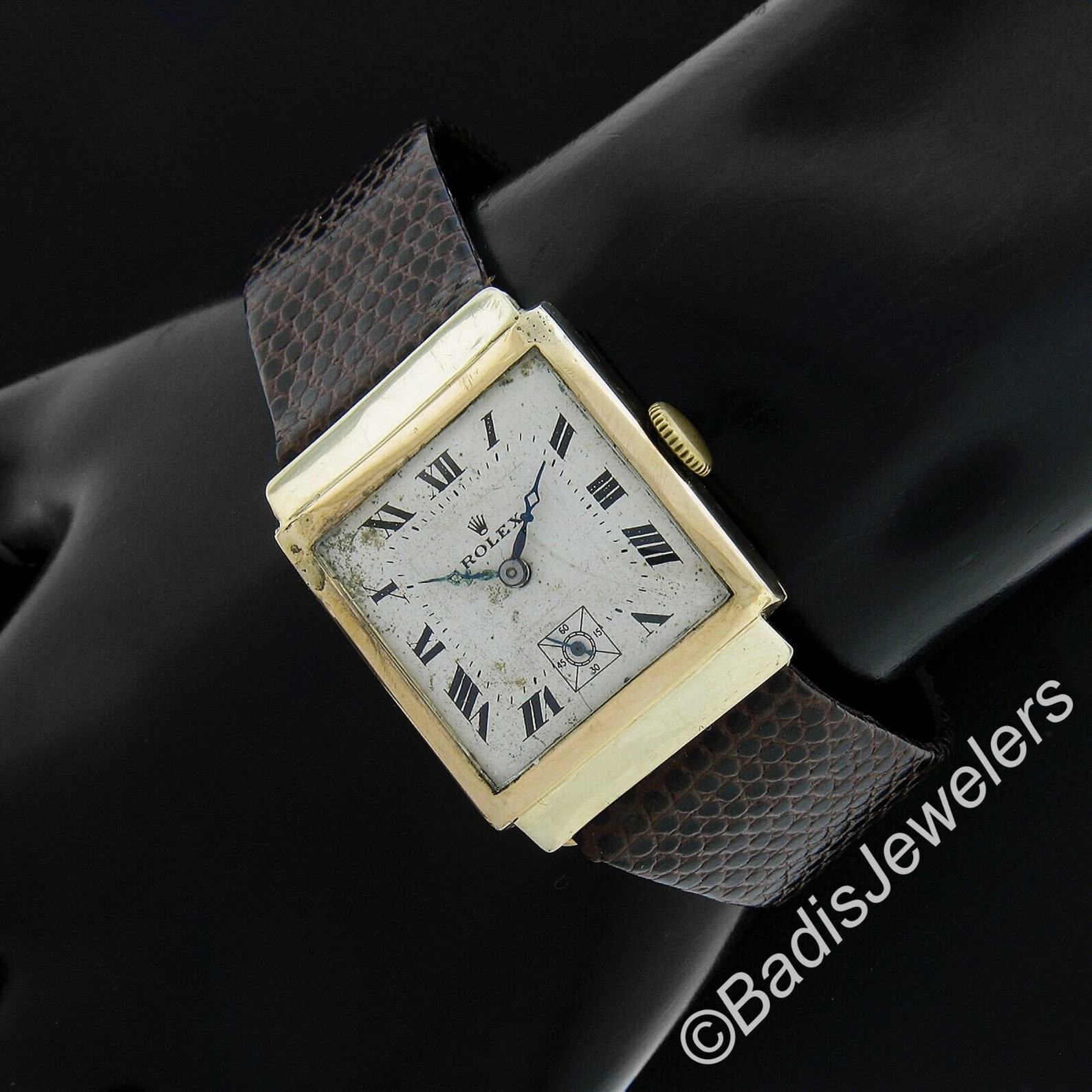 Vintage Art Deco Rolex 9k Rose Gold Square 15j Mechanical Hand Wound Wristwatch A Timeless Treasure