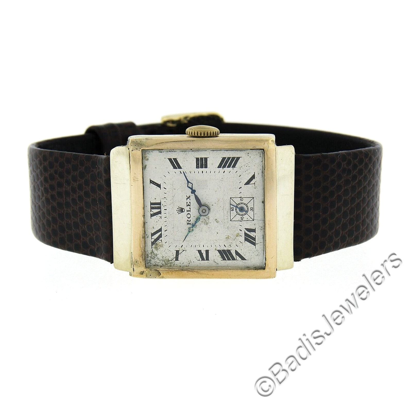 Vintage Art Deco Rolex 9k Rose Gold Square 15j Mechanical Hand Wound Wristwatch A Timeless Treasure