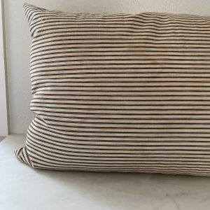 Vintage Blue Ticking Pillow Timeless Charm for Your Home