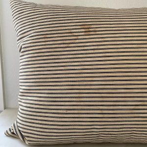 Vintage Blue Ticking Pillow Timeless Charm for Your Home
