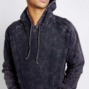 Vintage Cloud Black Raglan Hooded Sweatshirt Mineral Wash, Acid Wash, Distressed, College Style, Casual Wear