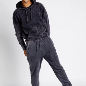 Vintage Cloud Black Raglan Hooded Sweatshirt Mineral Wash, Acid Wash, Distressed, College Style, Casual Wear