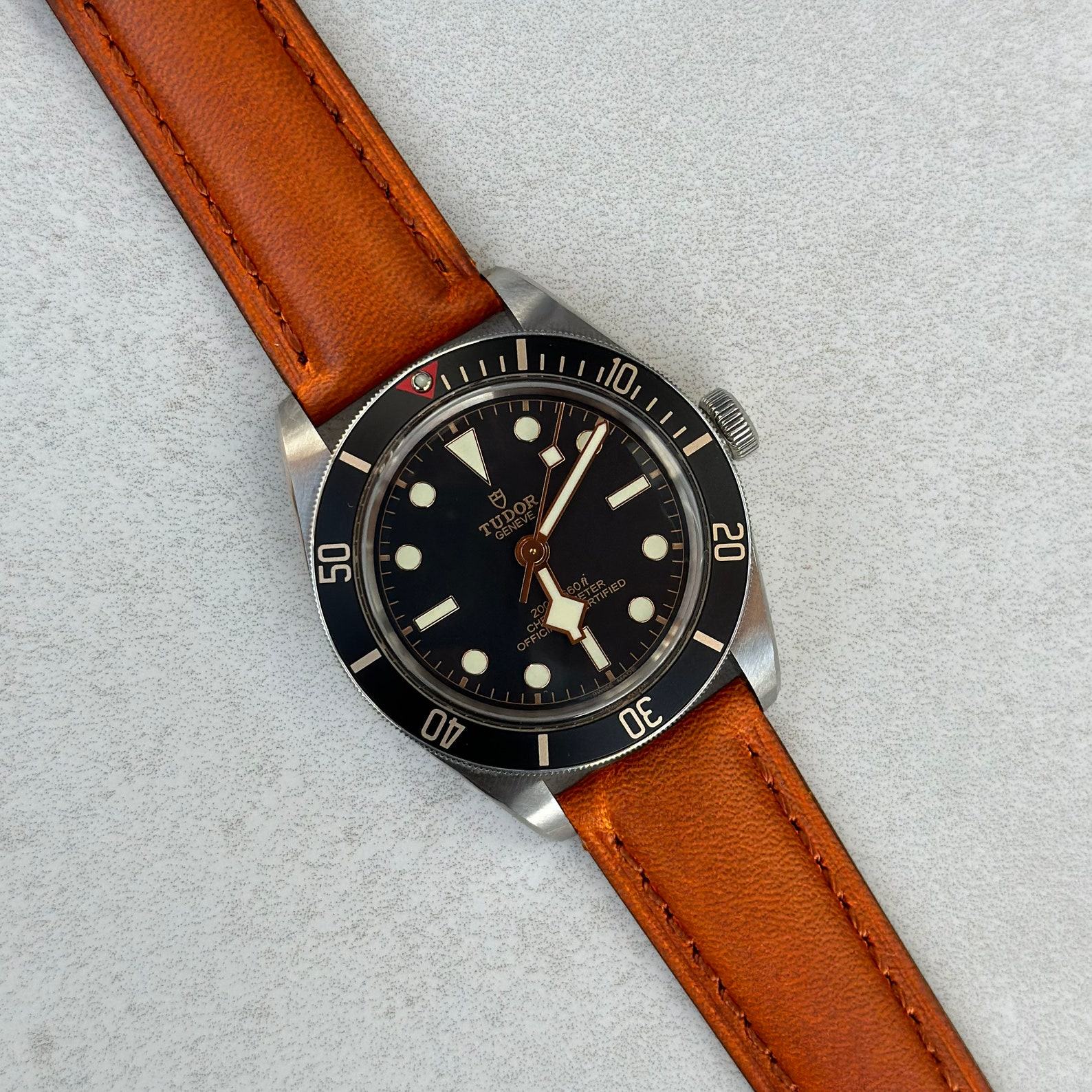 Vintage Cognac Vegetable Tanned Full Grain Leather Watch Strap Padded Comfort, Quick Release, Interesting  Item