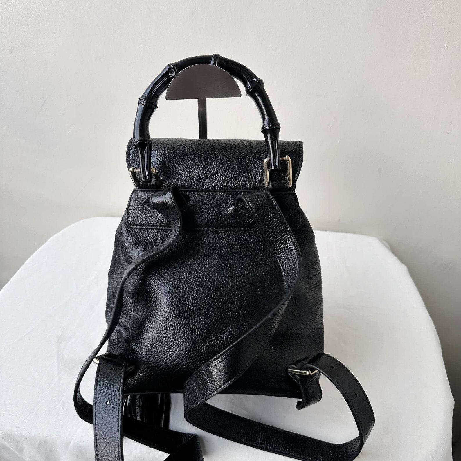 Vintage Gucci Black Leather Bamboo Backpack A Timeless Classic