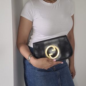 Vintage Gucci Blondie Black Leather Clutch Bag A Timeless Classic