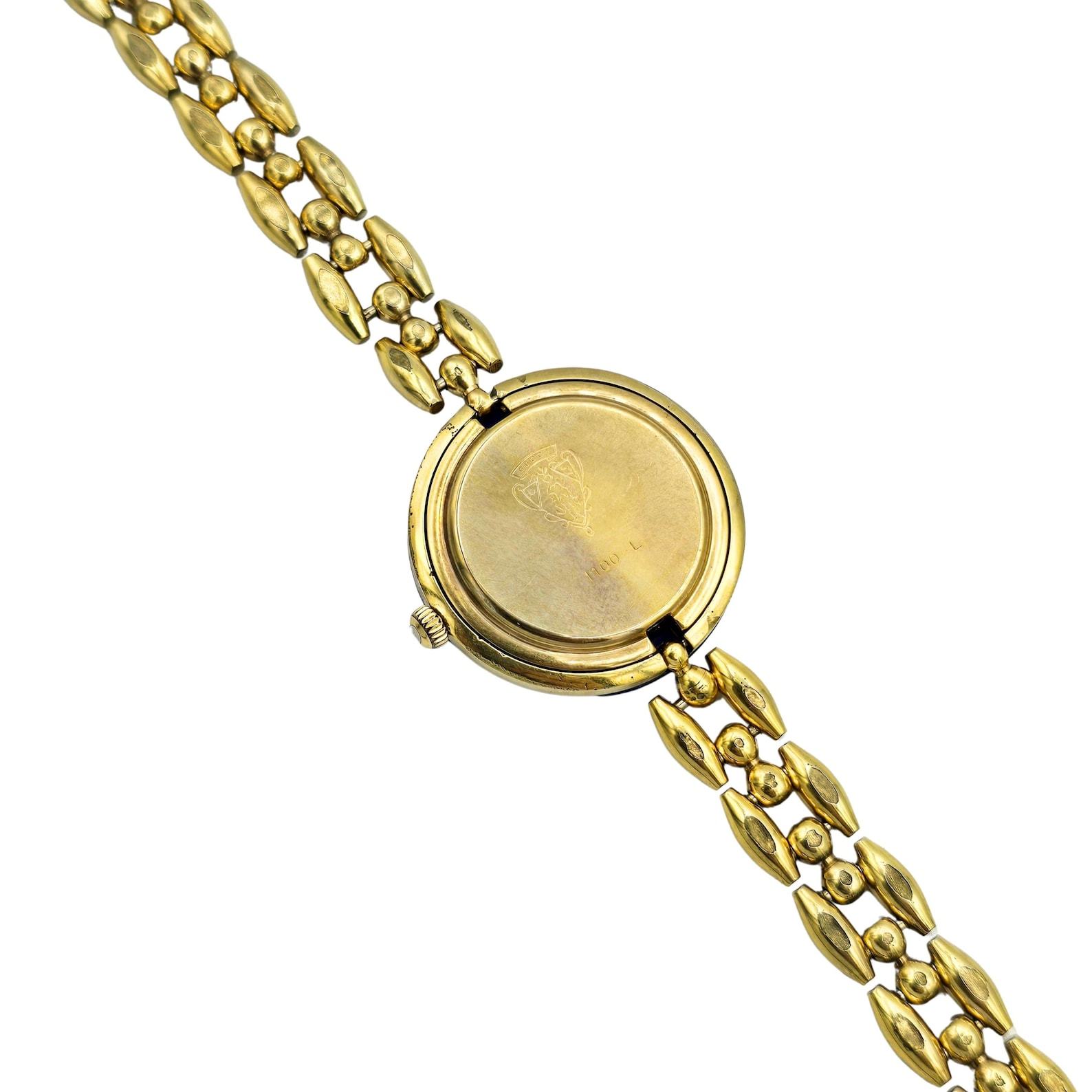 Vintage Gucci Interchangeable Bezel Gold Plated Ladies Dress Watch 1200L with Rice Link Bracelet Timeless Elegance for the Modern Woman