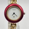 Vintage Gucci Interchangeable Bezel Watch with Rice Links Bracelet in Gold Tone A Timeless Treasure from the 90s