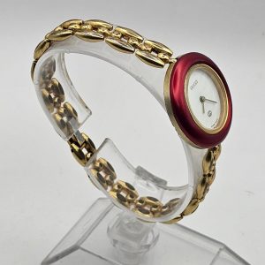 Vintage Gucci Interchangeable Bezel Watch with Rice Links Bracelet in Gold Tone A Timeless Treasure from the 90s