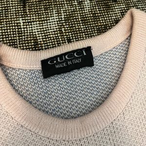 Vintage Gucci Logo G Pink and Baby Blue Knit Mini Dress A Timeless Fashion Statement