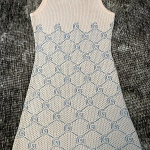 Vintage Gucci Logo G Pink and Baby Blue Knit Mini Dress A Timeless Fashion Statement