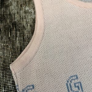 Vintage Gucci Logo G Pink and Baby Blue Knit Mini Dress A Timeless Fashion Statement