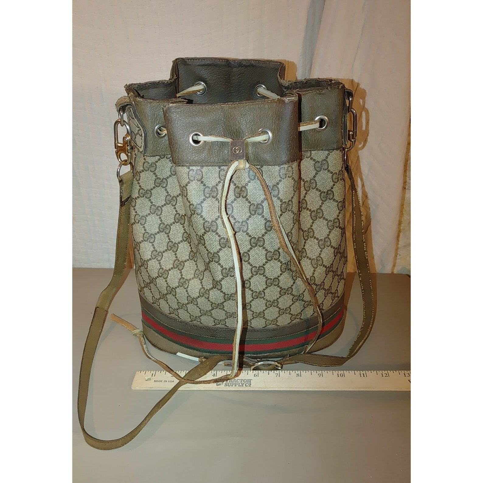Vintage Gucci Monogram Bucket Drawstring Bag A Timeless Treasure from the 1970s