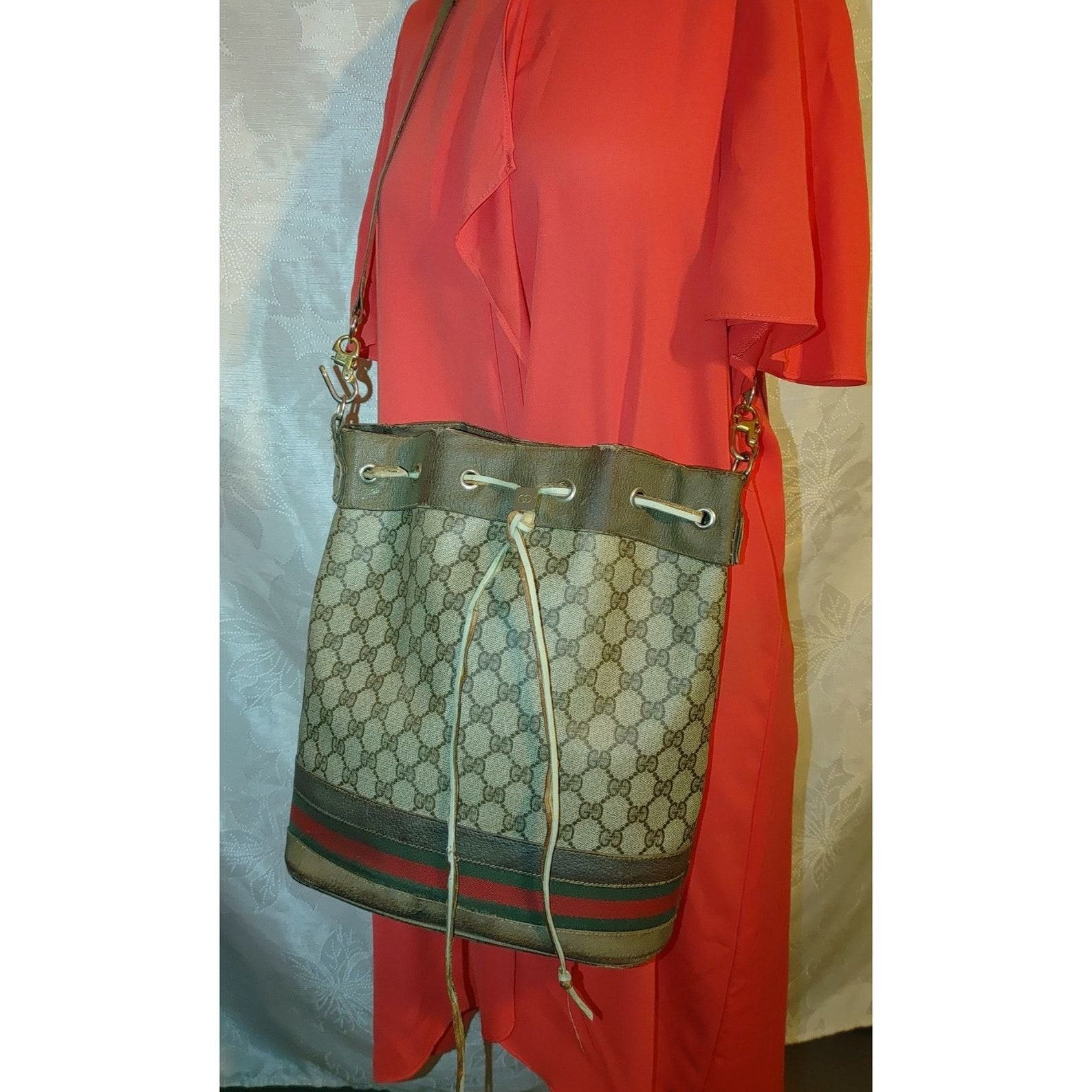 Vintage Gucci Monogram Bucket Drawstring Bag A Timeless Treasure from the 1970s