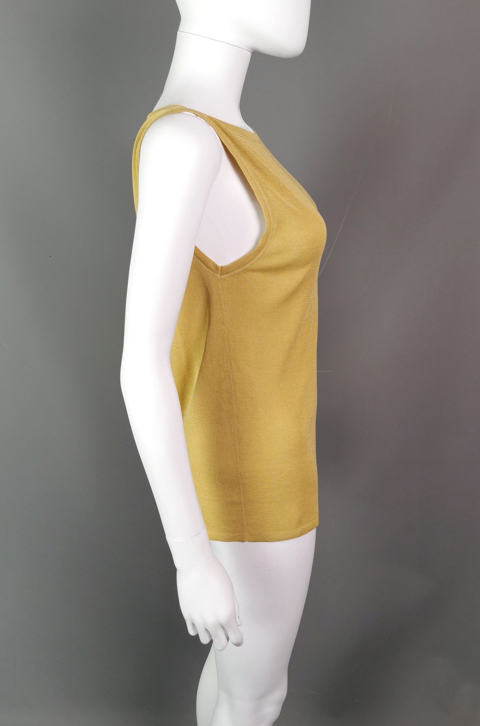 Vintage Gucci Mustard Silk Blend Tank Top A Timeless Treasure - Image 3