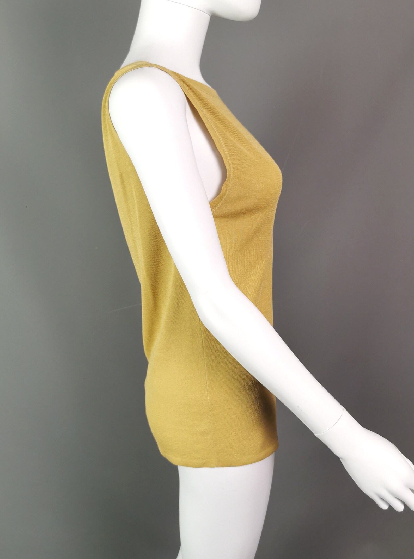Vintage Gucci Mustard Silk Blend Tank Top A Timeless Treasure - Image 6