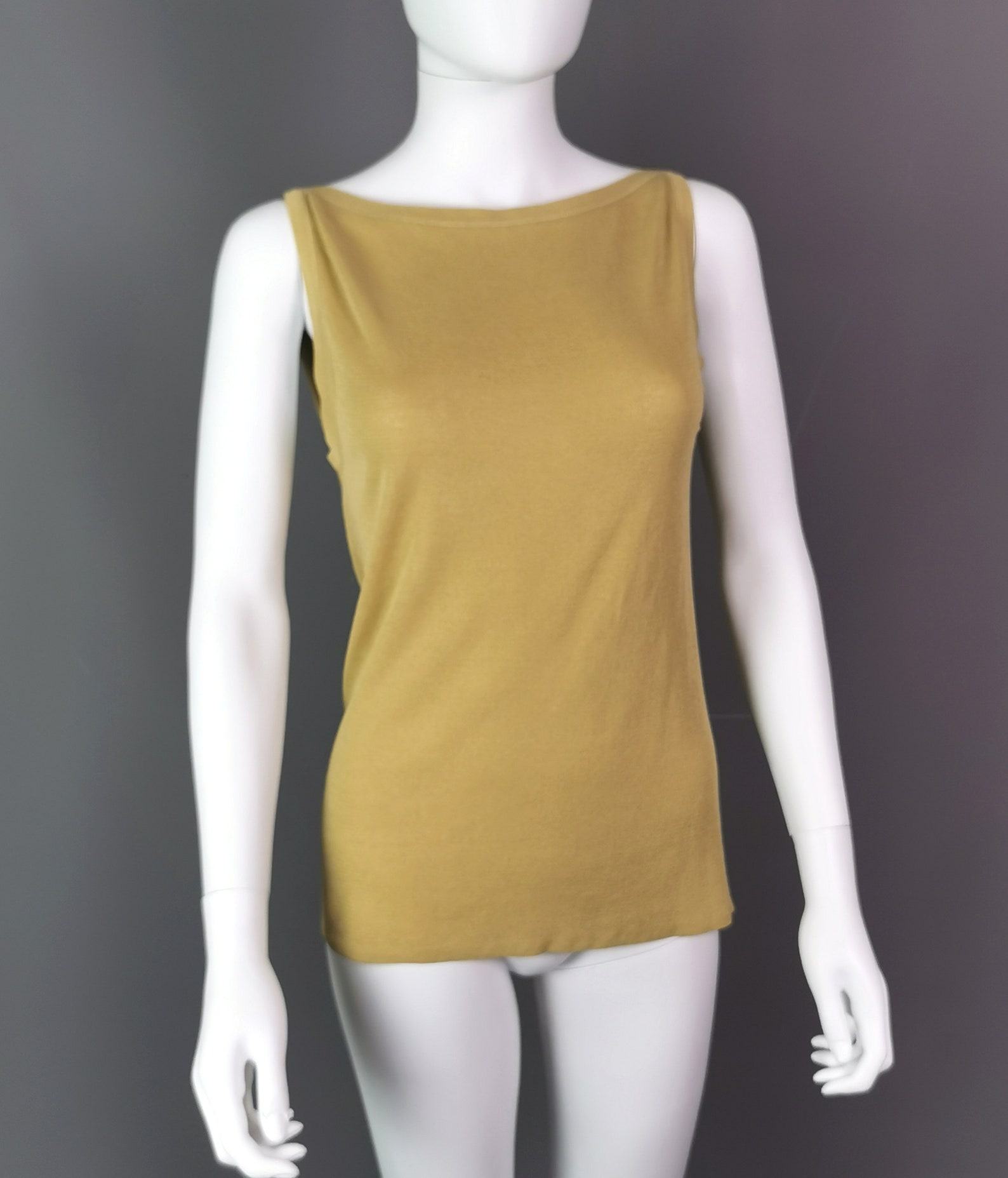 Vintage Gucci Mustard Silk Blend Tank Top A Timeless Treasure - Image 2