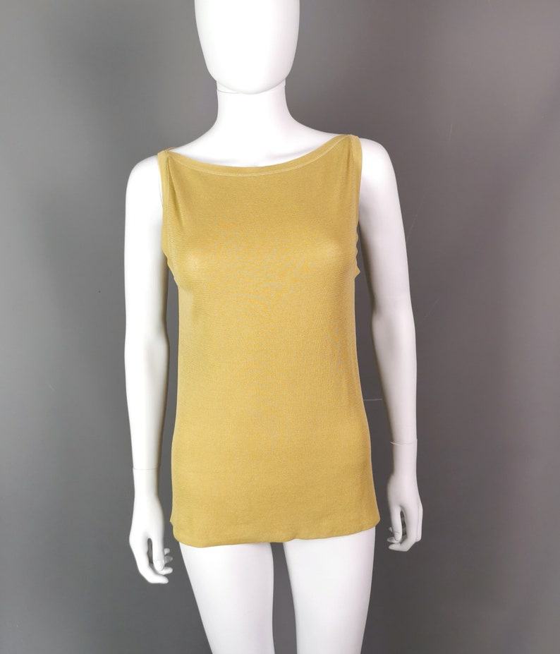 Vintage Gucci Mustard Silk Blend Tank Top A Timeless Treasure