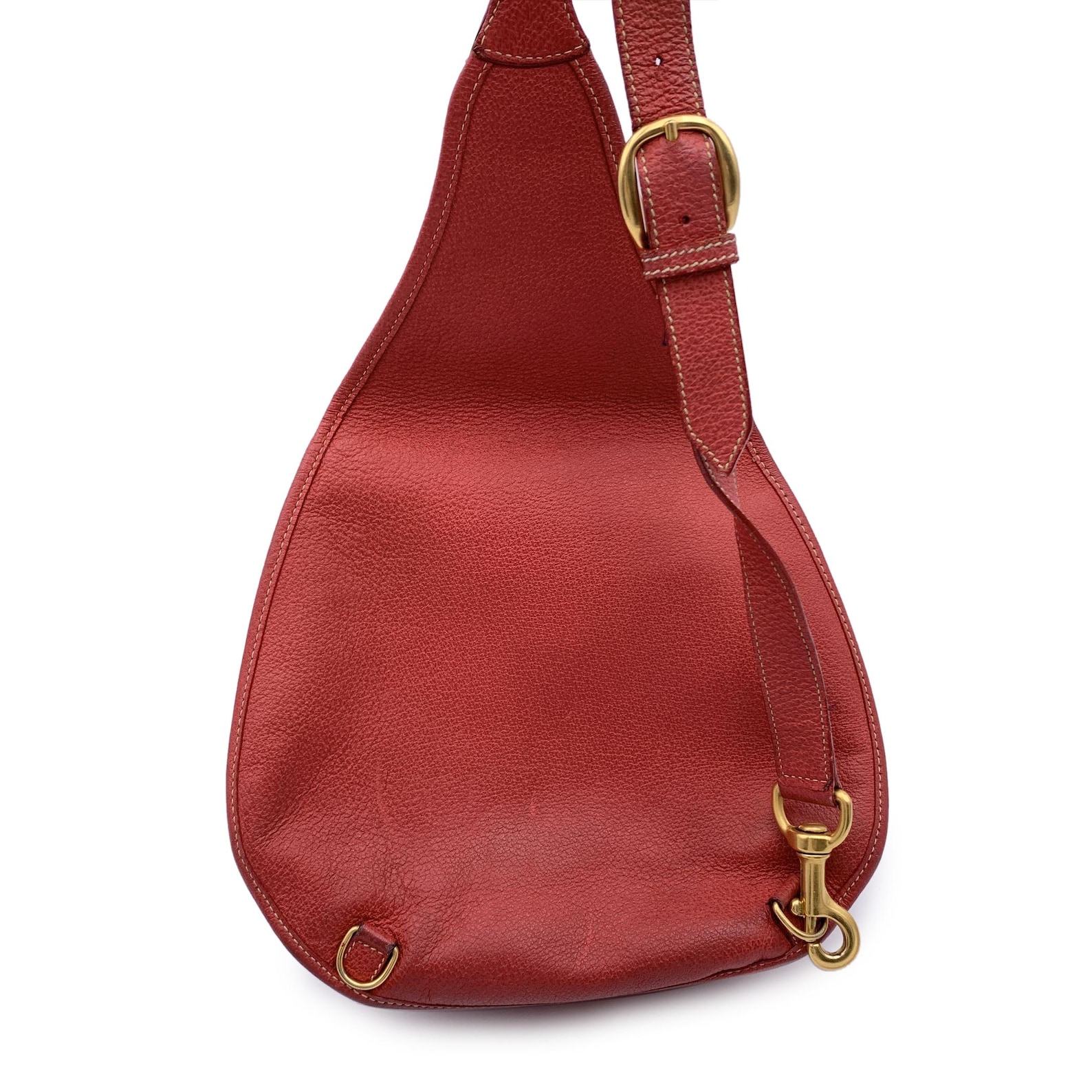 Vintage Gucci Red Suede Horsebit Backpack Sling Shoulder Bag